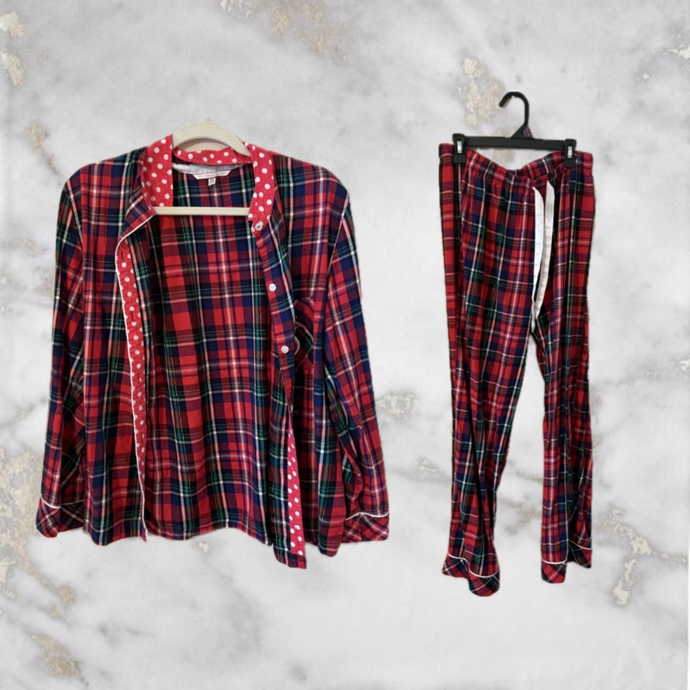 Victoria's Secret Red and Green Pajama Set Cozy Flannel